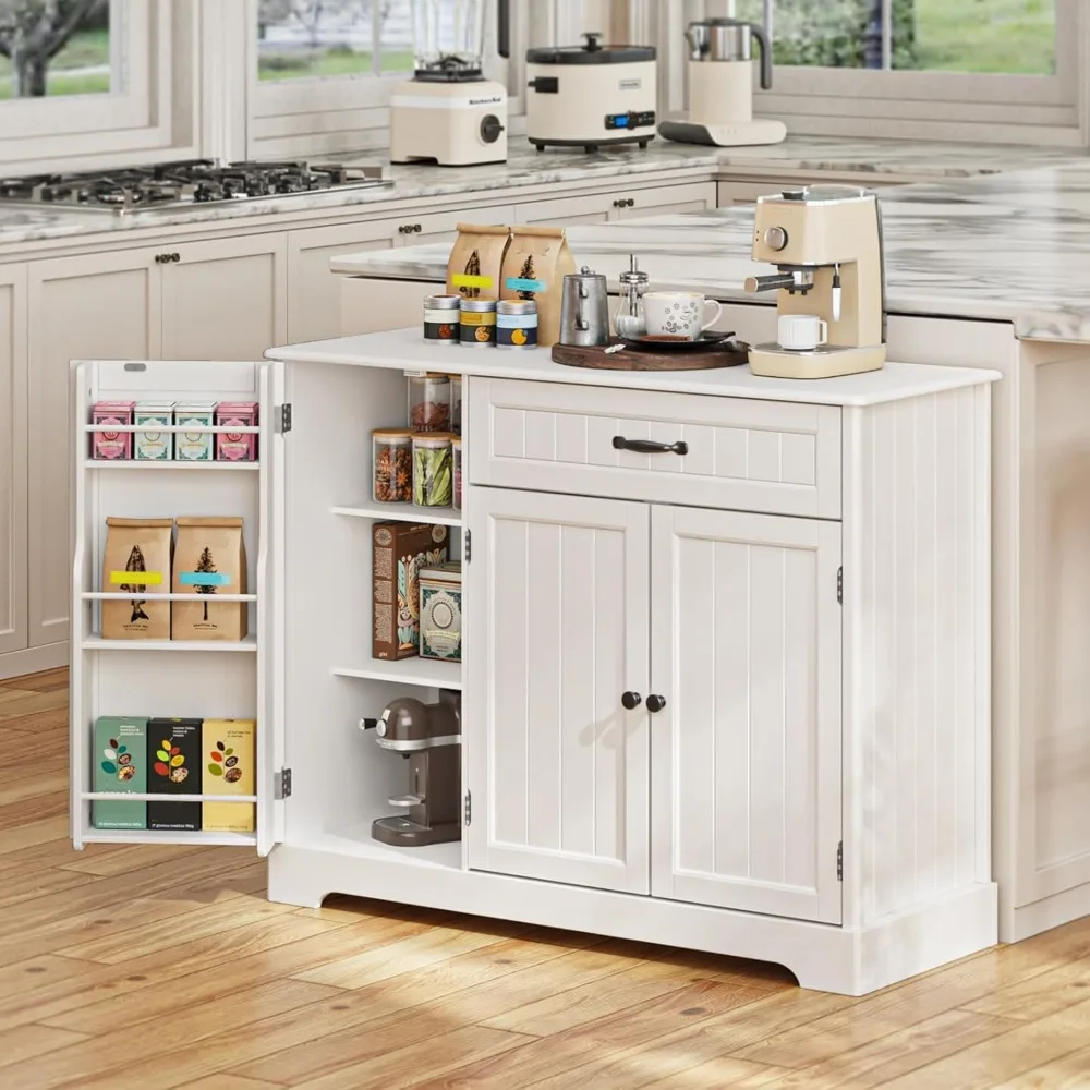Kitchen Pantry Storage Cabinet with Door,Kitchen Sideboard Buffet Cabinet with Storage Small Coffee Bar Cabinet with Drawer 5