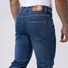 Spring Autumn Business Men Jeans Casual Straight Stretch Fashion Classic Black Sky Blue Grey Work Denim Trousers Brand Clothing