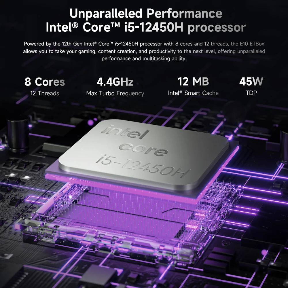 Acer Gadget E10 Etbox Mini Pc Intel Core I5 12450H 16Gb Ddr5 512Gb Ssd 8 Cores Wi-Fi6&2.5Glan Support 3 Displays & 4K@60Hz Output Mini Desktop - immagine 3