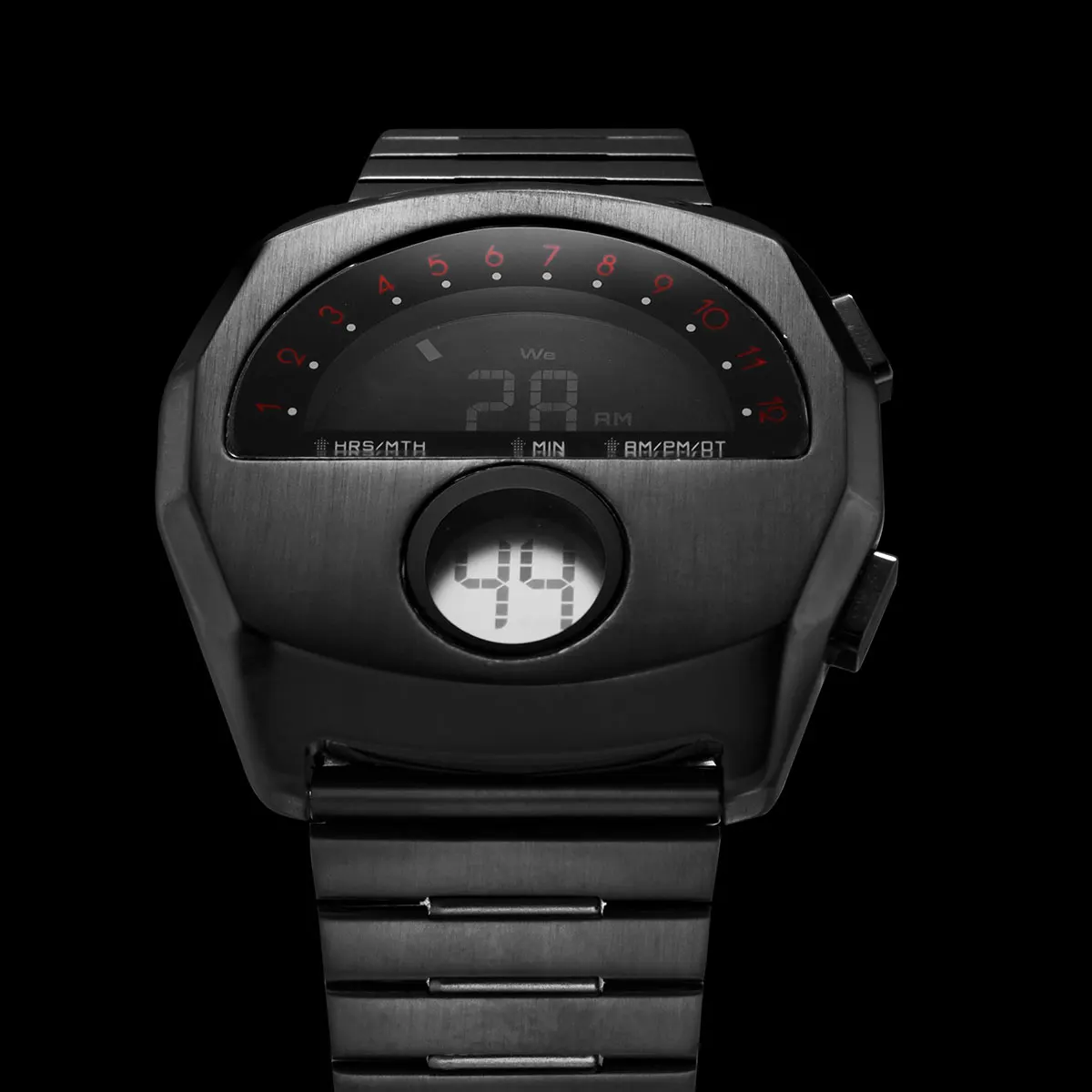 Digital Watch for Men Stainless Steel Band Dual Display Electronic Wristwatch with Alarm Waterproof Sports Watch Daily Casual - 6