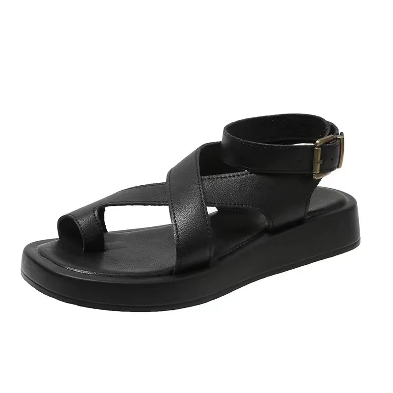 

Sandals Women Genuine Leather 2023 Summer New Clip Toe Sandals Ladies Roman Women Shoes Muffin Sandals sandals women elegant