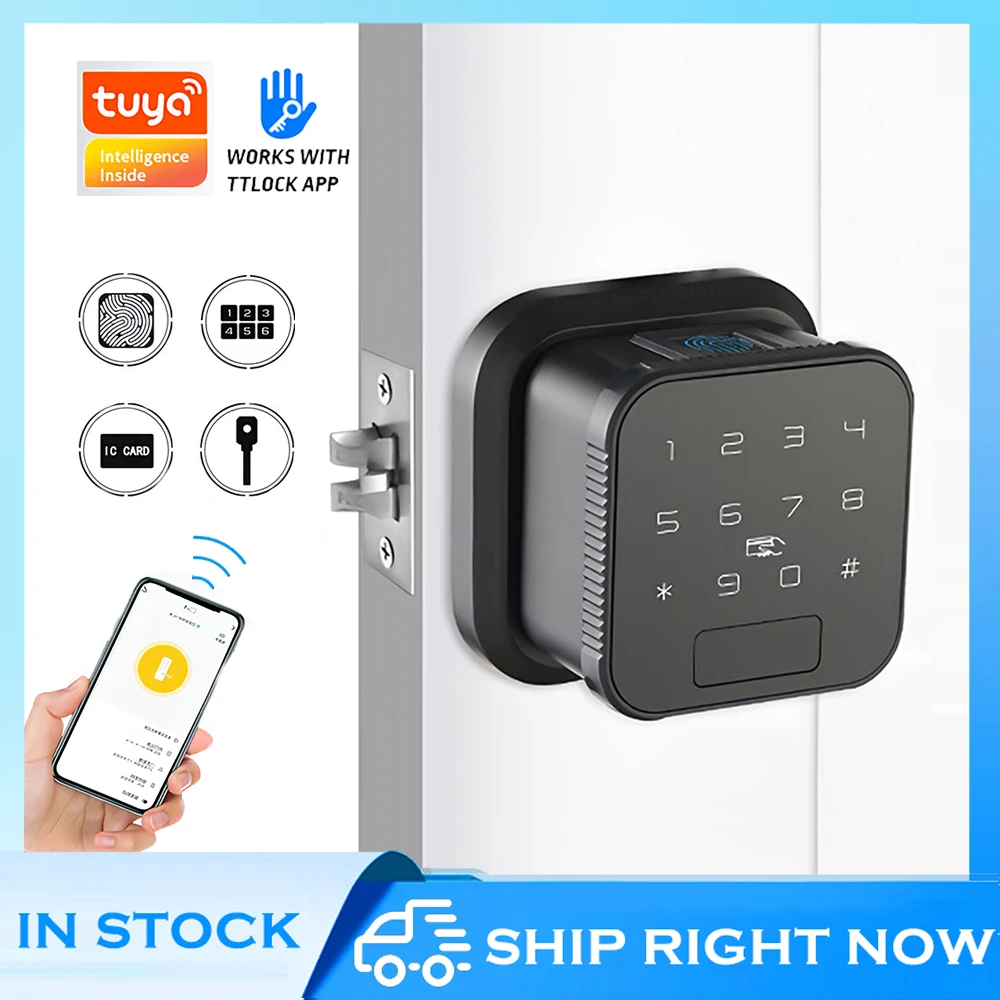 

Smart Door Lock TUYA Wifi Electronic Latch with Fingerprint IC Card Password Key Unlock USB Emergency Charge Zinc Alloy