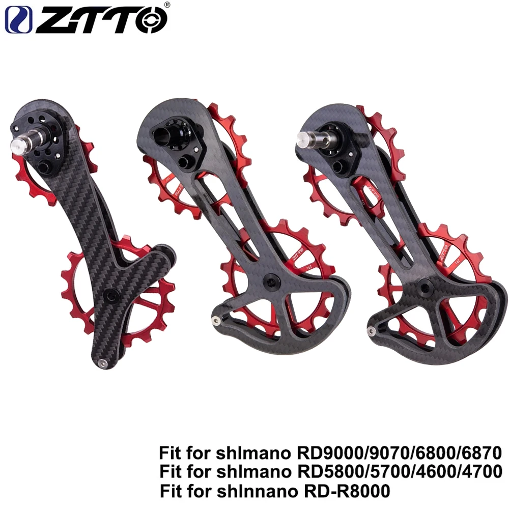 

ZTTO 16T Ceramic Jockey Wheel Road Bike Carbon Fibre Bicycle Derailleur Cage Ultralight Oversize System Lower Pulley For R8000