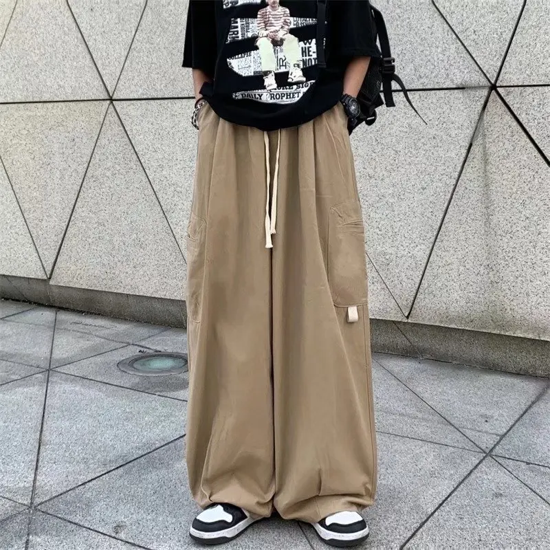 Vibe Full Length Winter Autumn Men Pants Wide Leg Cargo Baggy Loose Trousers Male Korean Distressed Retro Loser Safari Pants