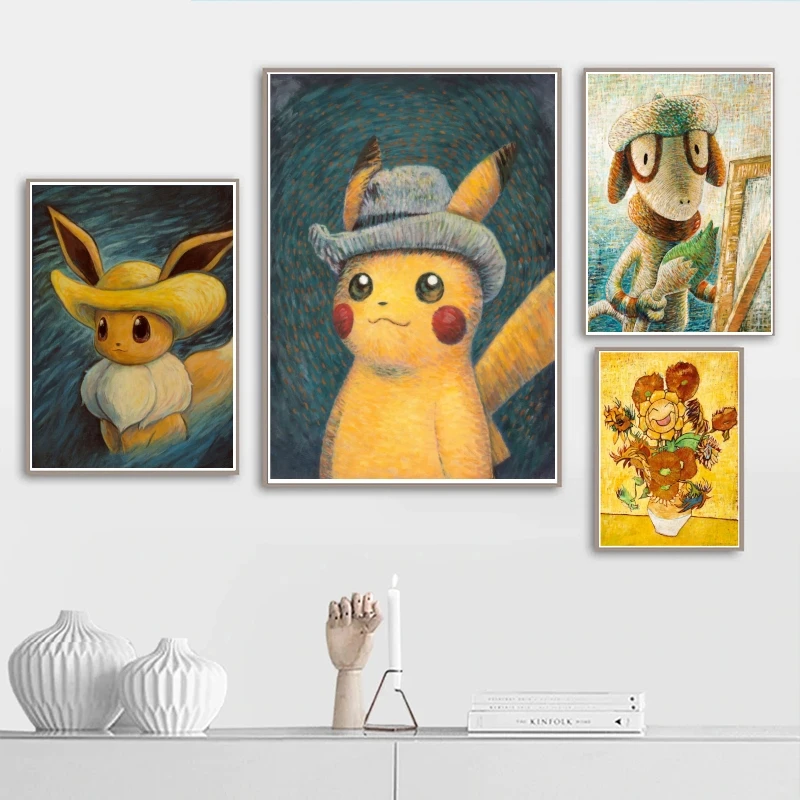 

Canvas Art Walls Painting Pokemon Pikachu Comics Pictures Decoration Paintings Hanging Children Gifts Modular Prints Modern Home