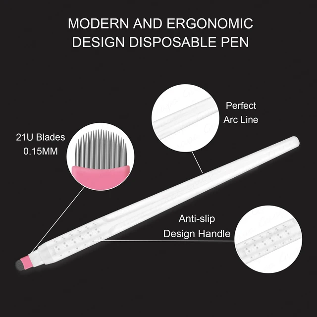 3PCS Disposable Microblading Pen U21 Nano 0 15mm Diameter U Shaped Microblades Tool with 21u 15mm