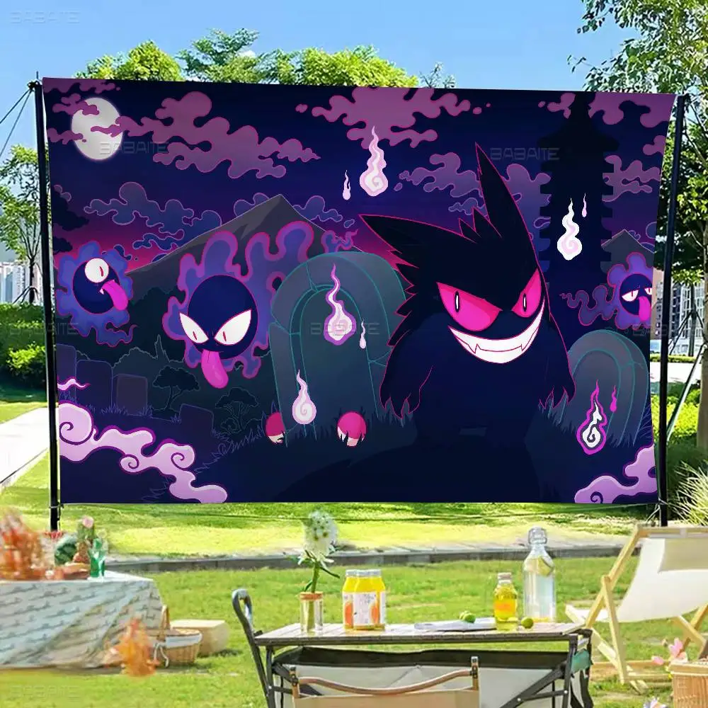 P-Pokemon-Gengar Cartoon Kreatives Muster Hängeflagge Polyester Bedrucktes Banner Handgezogene Flagge – Detail 7
