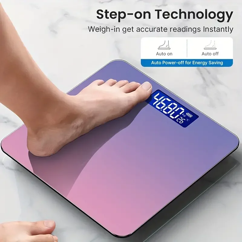 Digital Scale 1pc Digital Bathroom Scale with Temperature LCD Display Round Corner Design