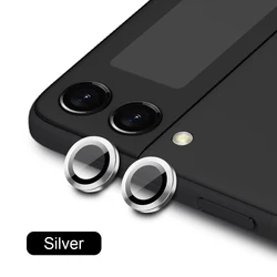 Premium Metal Camera Lens Protector with 9H Tempered Glass Cap and Hawkeye Ring - Samsung Z Flip 6 (Silver)