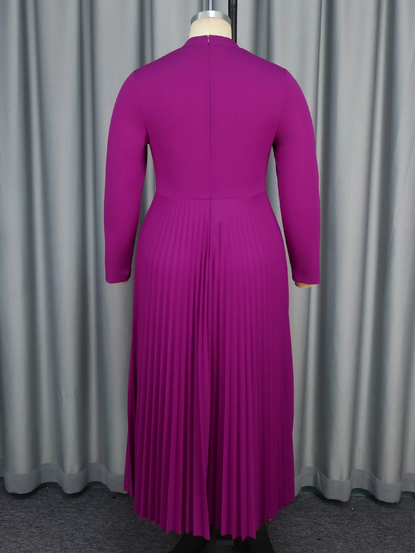 Plus Size Asymmetrical Button Detail Pleated Maxi Dresses for