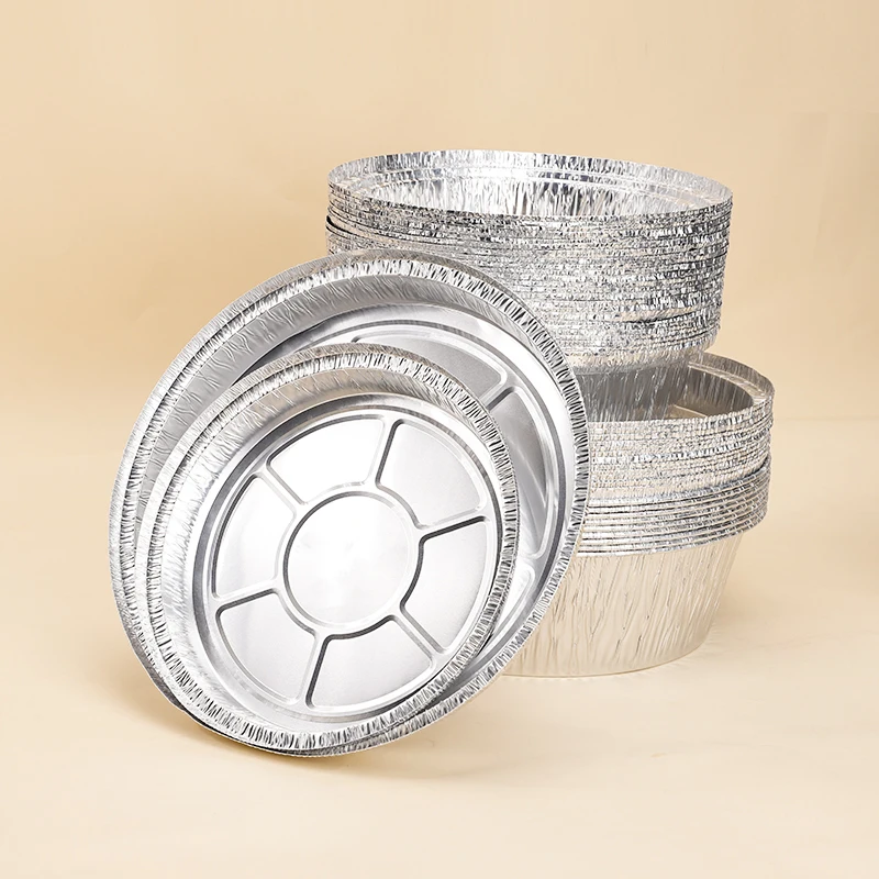 7 Inch Round Tin Foil Pans Disposable Aluminum, Freezer & Oven Safe For Baking, Cooking, Storage, Roasting, & Reheating, Packing