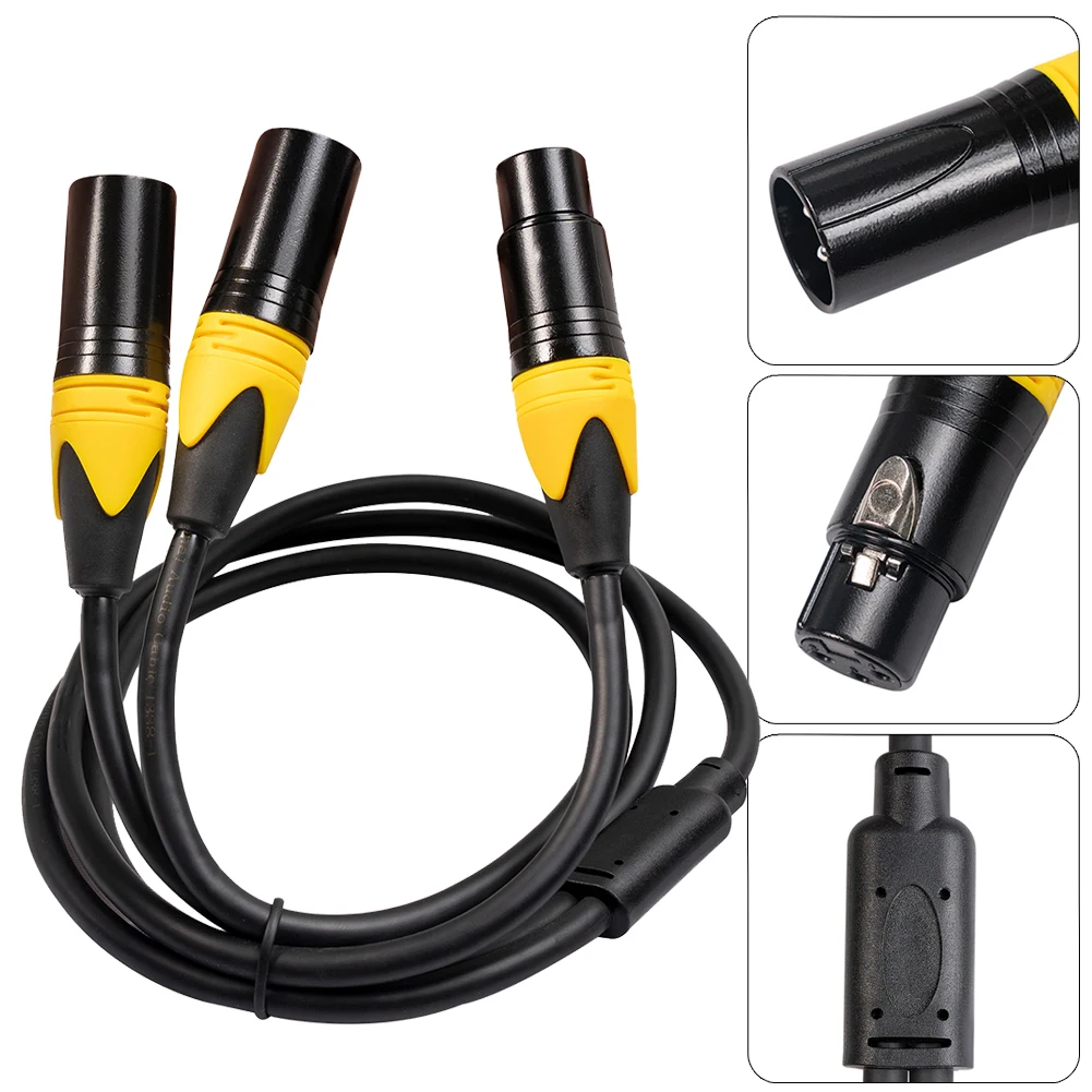 

100CM Mic Cable XLR Splitter 3 Pin XLR Female To Dual XLR Male Y Splitter Balanced Black Mic Cable 3FT Microphones Accessories