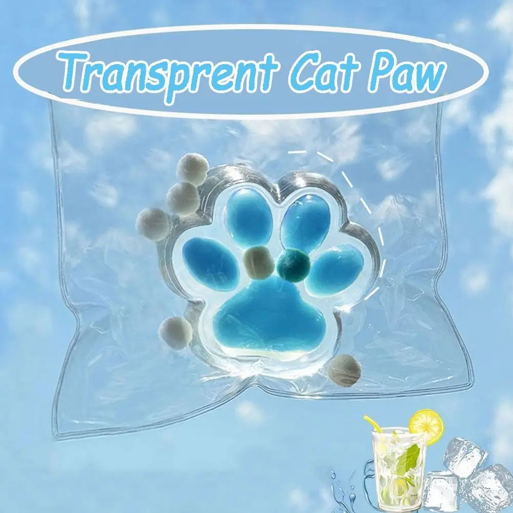 Kawaii Cat Paw Pinch Toy Slow Rebound Blingbling Stress Relief Toy Transparent Cube PU Squeeze Toy Kids 4