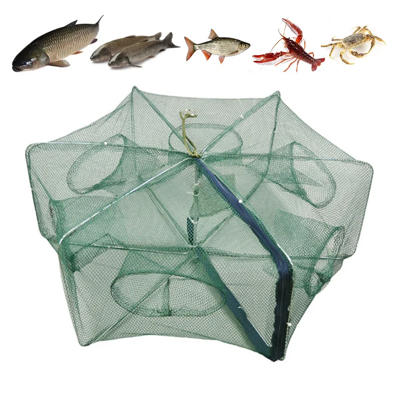 Portable Fishing Net Automatic Foldable Catch Fish Baits Trap For Fishes  Shrimp Minnows Crab Cast Mesh Traps Fishing Accessories