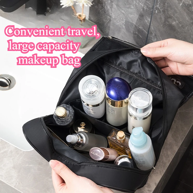 Large Capacity Cosmetic Bag for Women - Travel Makeup Organizer with Pearl Hook, Premium Portable Toiletry Pouch