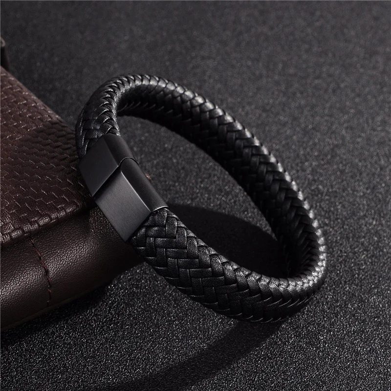 Retro Men's Leather Bangle Woven Leather Hand Rope Outdoor Sports Gift