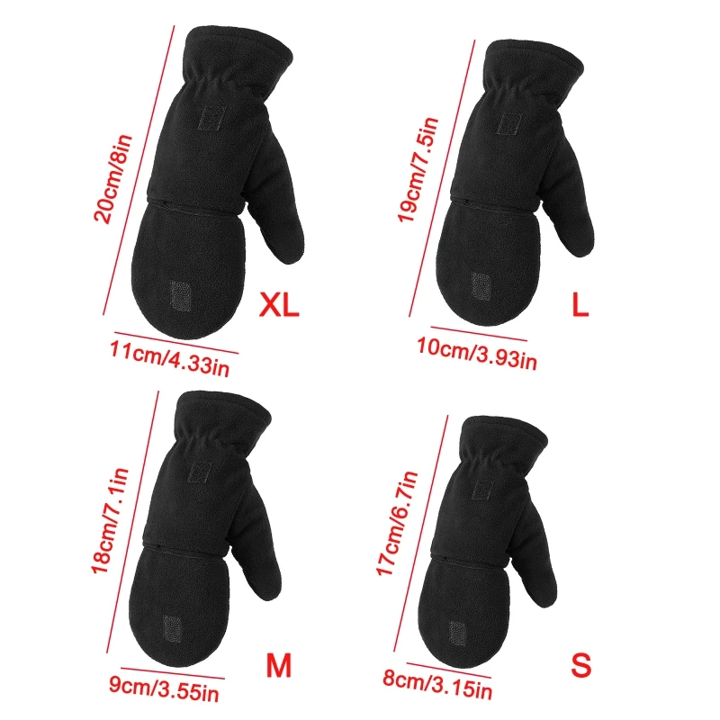 Windproof Convertible Flip Top Gloves Winter Warm Mittens Half Finger Gloves with Flap Cover For Man Women Kids Children 5