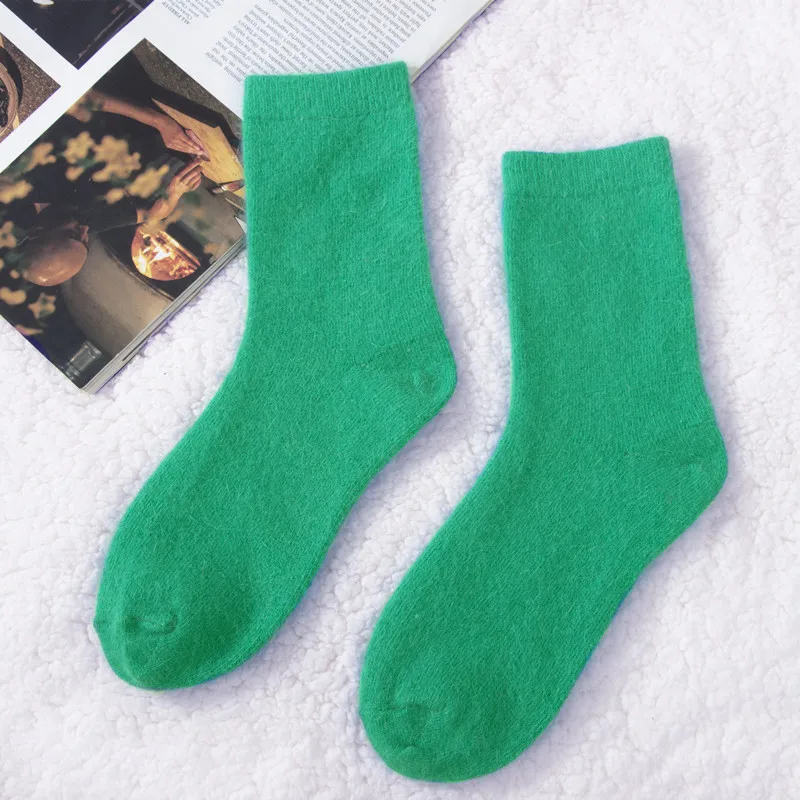 Women's Thick Angola Rabbit & Merino Wool Winter Fashion Socks - Cozy and Warm, Large Size
