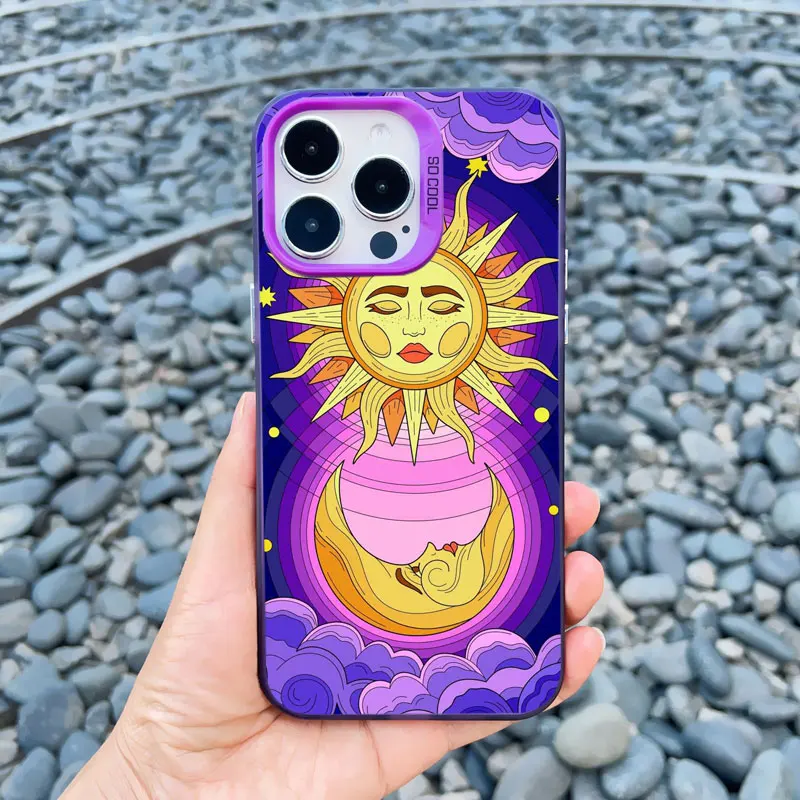 Funny Sun and Moon Face Shockproof Laser Phone Case
