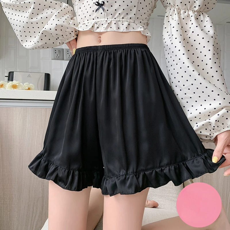 Safety Pants for Women in Summer New Style with Ruffled Edges Loose Fit Large Size Non Curled Edges White Bottom Shorts