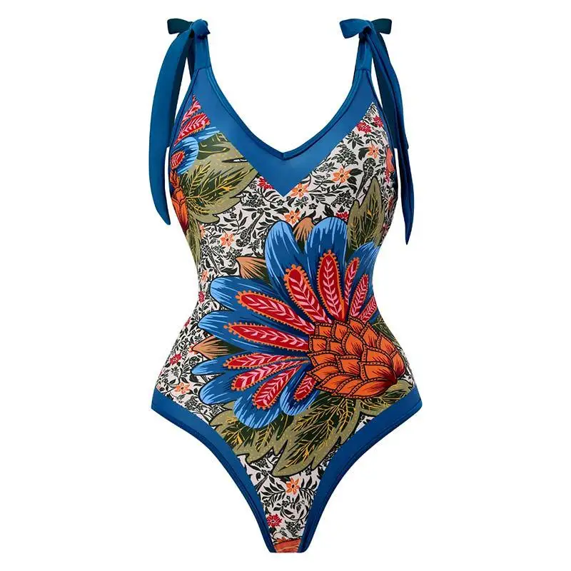 Female Retro Swimsuit & Skirt Asymmetrical Holiday Beach Dress Designer Bathing Suit Vintage Summer Surf Wear