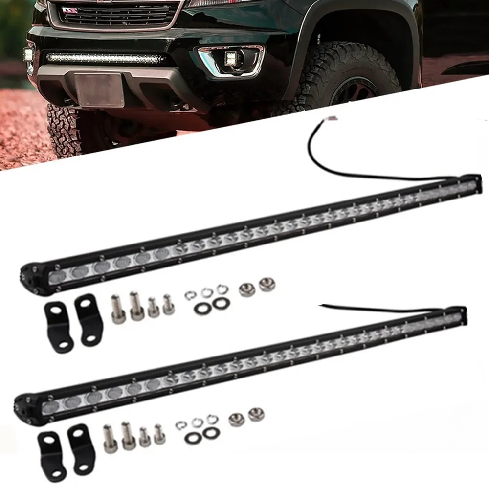 2pcs Slim 90W 32 Inch Single Row LED Light Bar 12V 24V Car Fog Driving