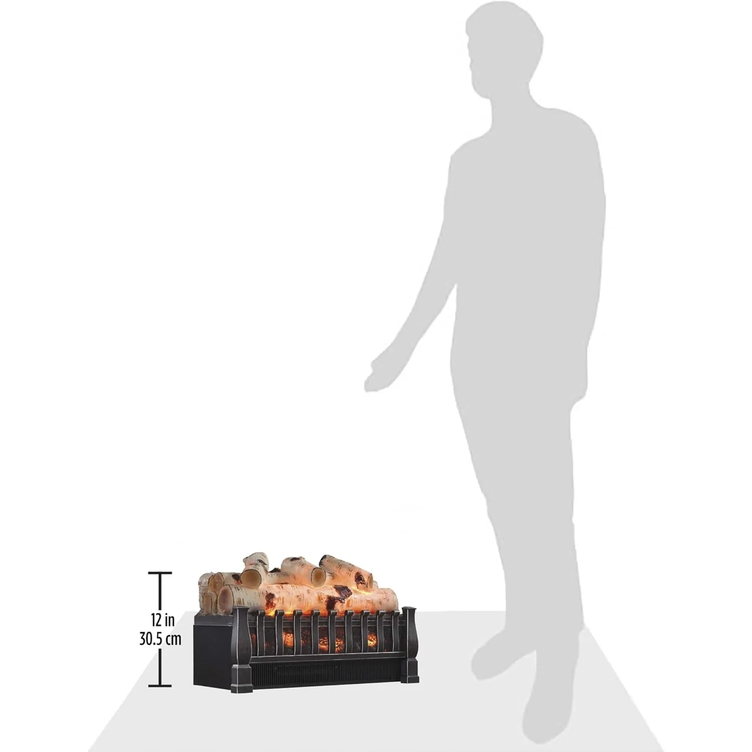 20.5-inch Electric Log Set Heater with Remote Control，8.66"D x 20.5"W x 12"H 5