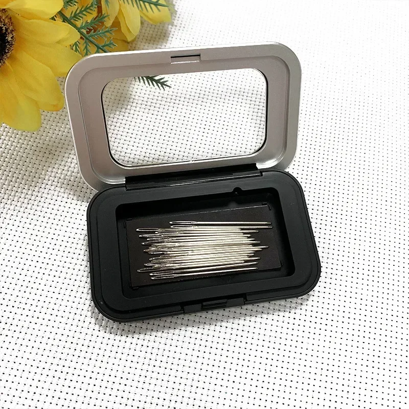 Sewing Storage Box Magnetic Sewing Needles Holder Black Rectangle Sewing Needle Storage Case Buttons Pins Storage Tool Accessories
