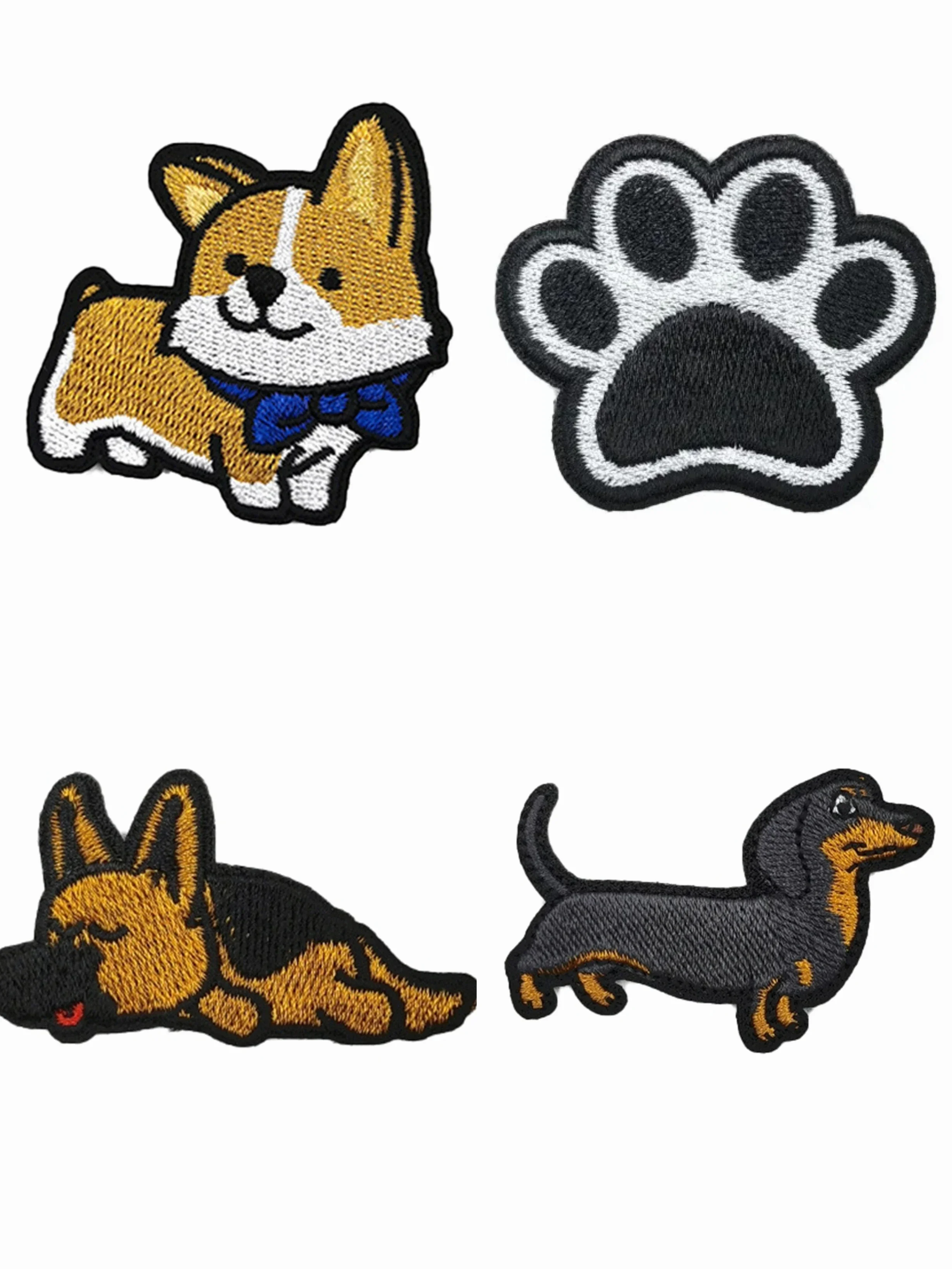 Cute Cartoon Puppy Embroidery Patch Pet Animal Pattern Backpack Morale Armband Decoration Iron on Patches For Clothing Appliques tactical patch