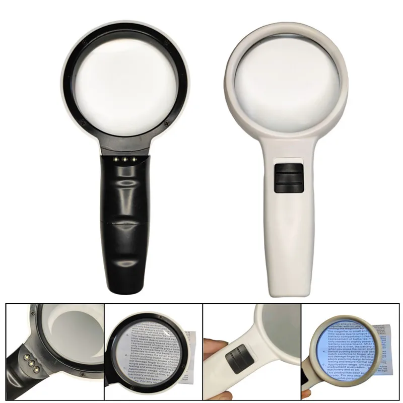 30X 10X Magnifying Glass with Light and Stand Folding Handheld Magnifying  Glass 18 LED Illuminated Lighted Magnifier for Reading - AliExpress