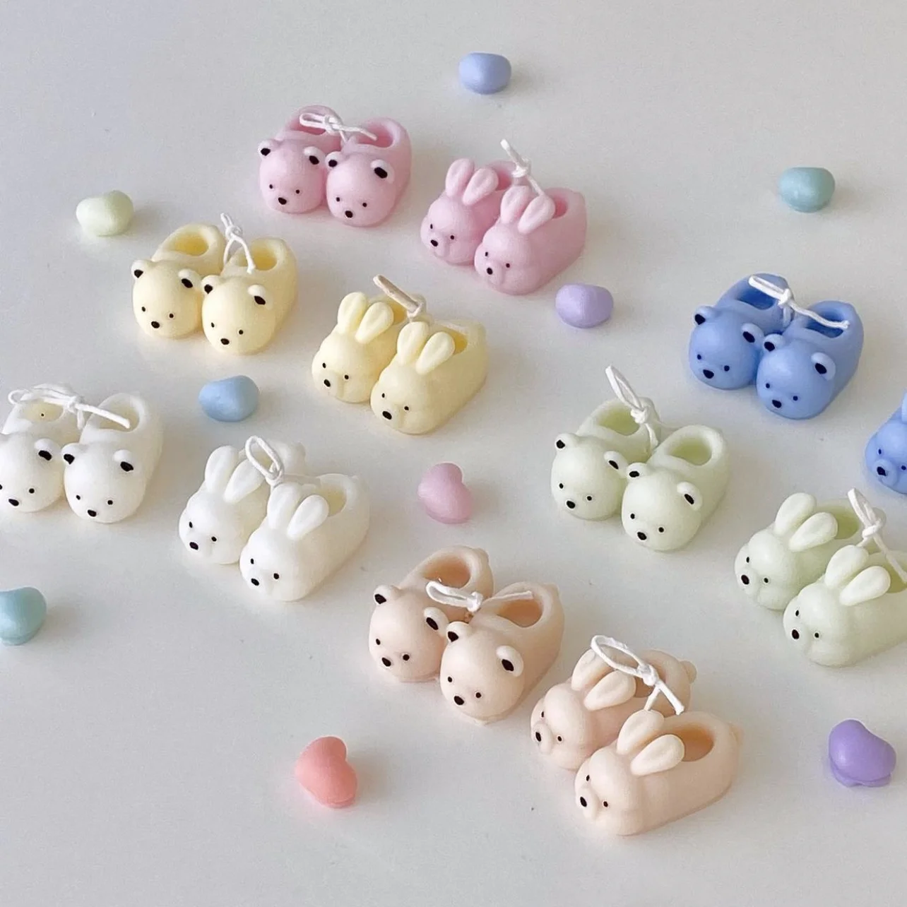 Cute Bear Slippers Rabbit slippers shape silicone Mold for Candle Making DIY Cute Soap Mold Fondant Cake Christmas