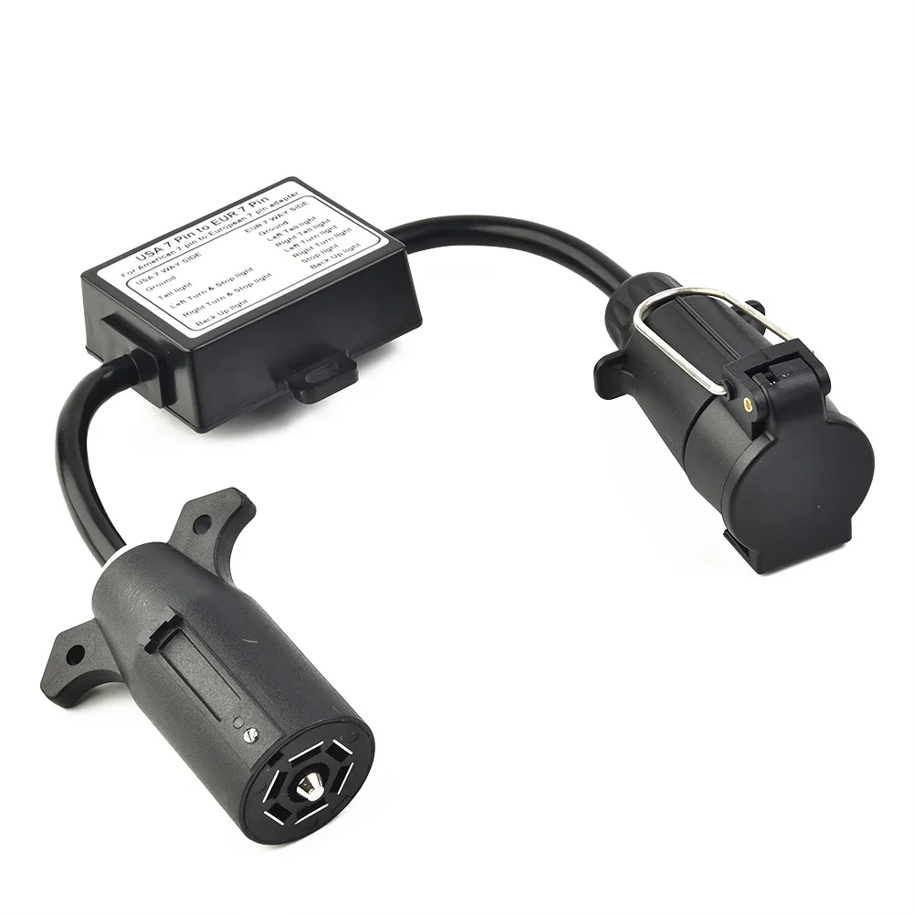

-USA To EU Trailer Light Converter US 7-Way Blade Socket To EU 7 Pin Round Plug Trailer Connector Tail Light Wiring Separation