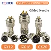 5/20Set Gold Plated GX12 GX16 GX20 2/3/4/5/6/7/8/9/10/12 Pin Male Female Butting Wire Cable Circular Aviation Plug Connector 1