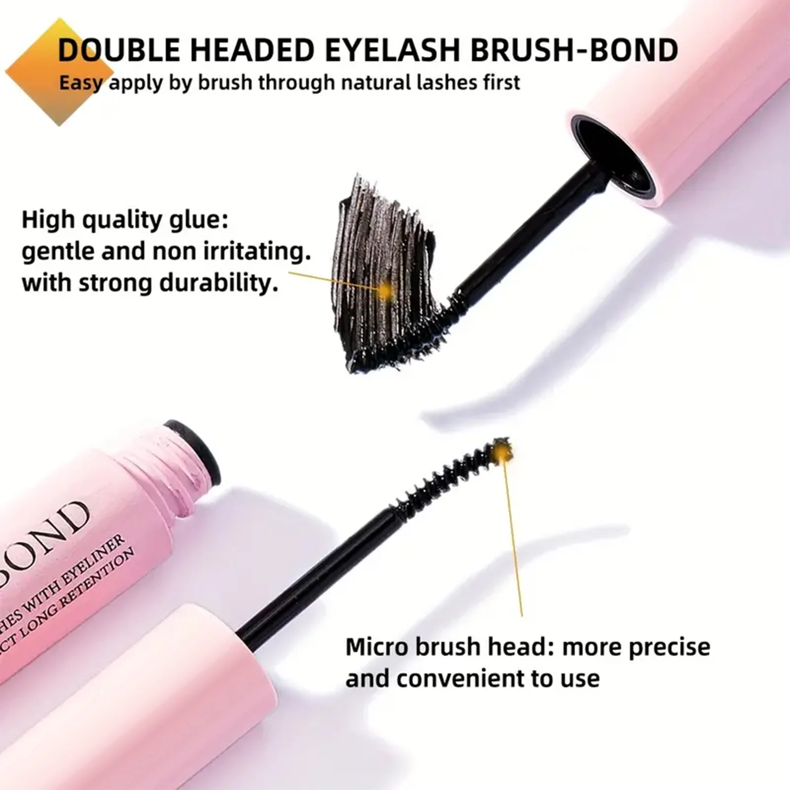 Double-headed eyelash extension glue bond and seal non-smudged strong hold transparent sealer makeup accessories