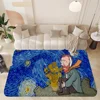 Cartoon Van Gogh Hallway Carpet Non-Slip Laundry Room Mat Laundry Decor Balcony Child Living Room Toilet Rug 1