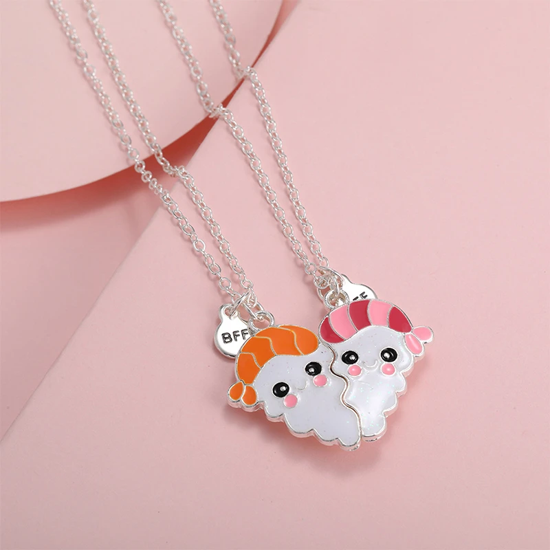 2Pack Cute Mini Sushi Pendant for Girls Kids Child Friendship BFF Necklaces Best Friend Children Jewelry Gift