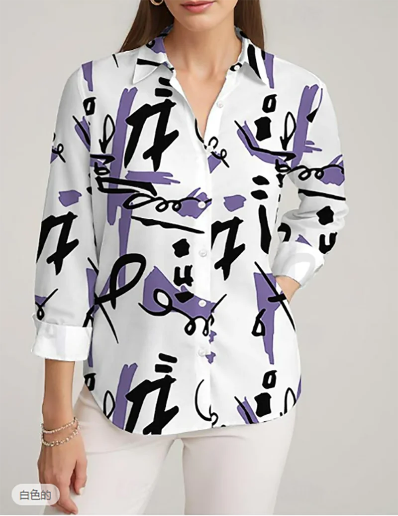 

American Graffiti Casual Half Sleeve Daily Commuter Street Tops Button Printed White Shirt V-Neck Flower Shirt