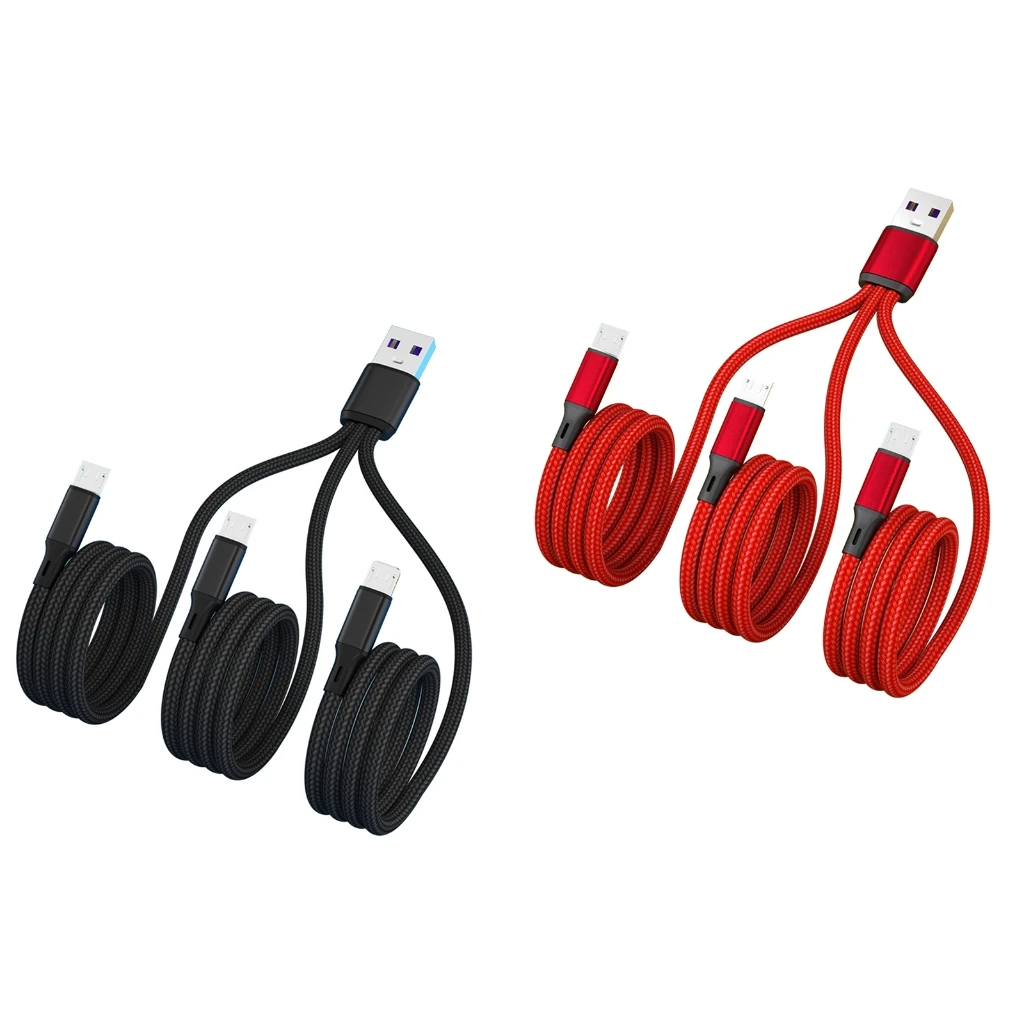 

USB Charging Cable USB2.0 Male to 3 Micro USB Male Adapter Cord for 3 Devices Power Charge Sleeved Cord 20cm 120cm Dropship