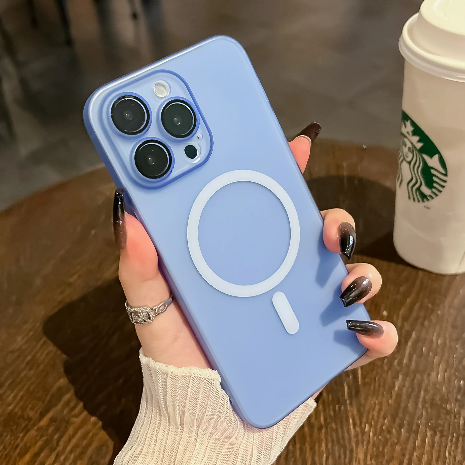 Luxury Ultra-Thin Magnetic Clear Matte Case with Wireless Charging Compatibility