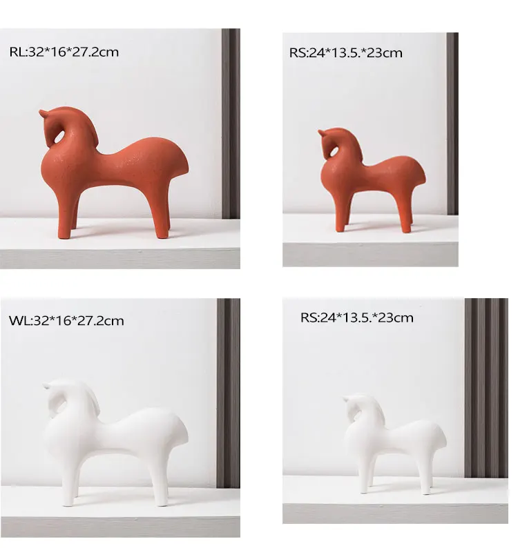 Creative Red Horse Ceramic Ornaments Hall Model Room Hotel Front Desk Ornaments Relocation New House Gift Cabinet Furnishings