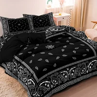 Ensemble de housse de couette Paisley élégant, 3 pièces, motif bandana avec taies d'oreiller pour décoration de chambre à coucher et de dortoir, 1 housse de couette + 2 taies d'oreiller 1