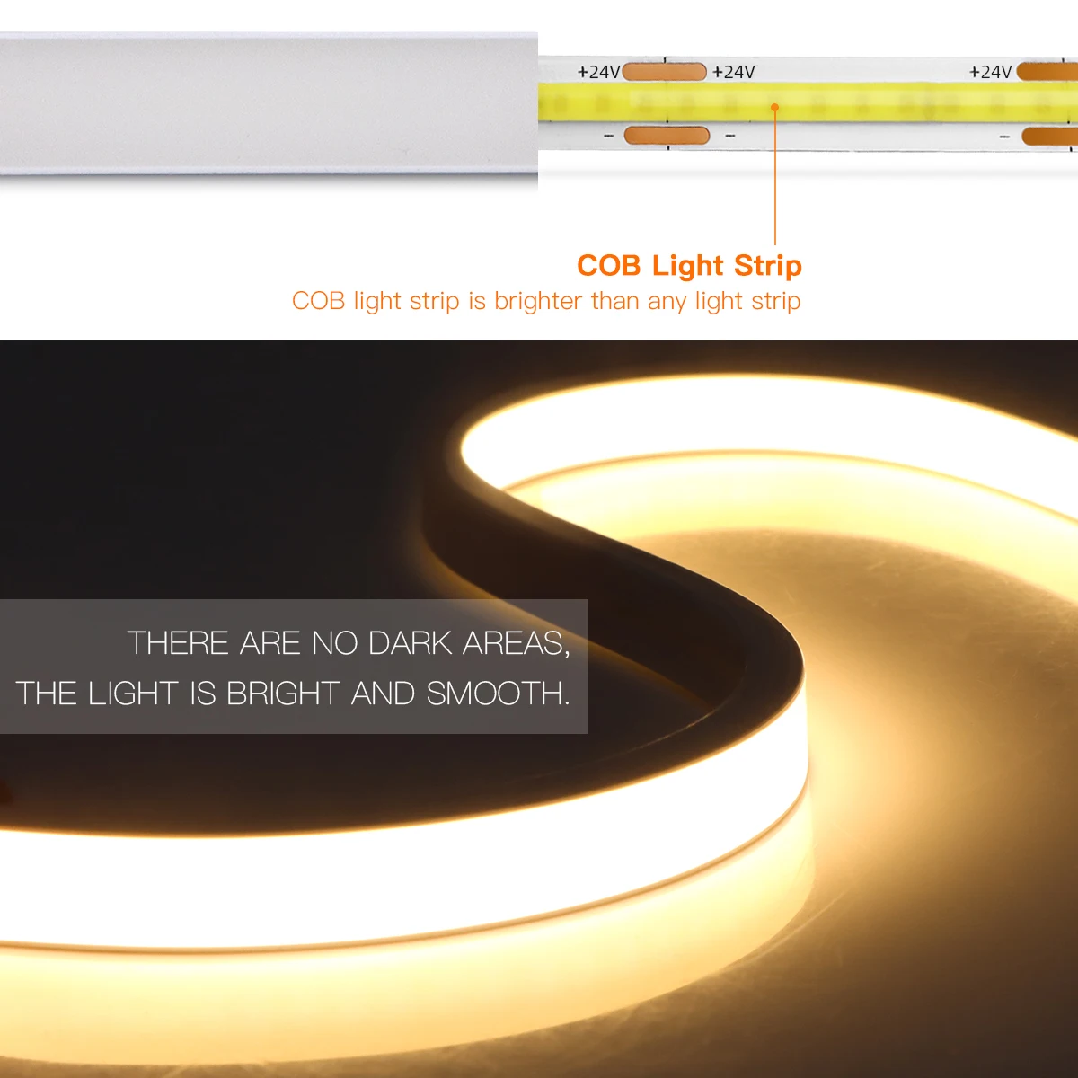 Tira de luces LED COB con Sensor de movimiento PIR, 10M, 24V