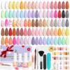48 Colors Brown Pink Purple Glitter Shades Dipping Powder with Dip Liquid Set & Essential Manicure Tools for Nail Art Design 1