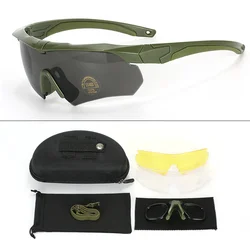 Enhanced Windproof Military Tactical Safety Goggles with HD Lenses (Green - PC lens)