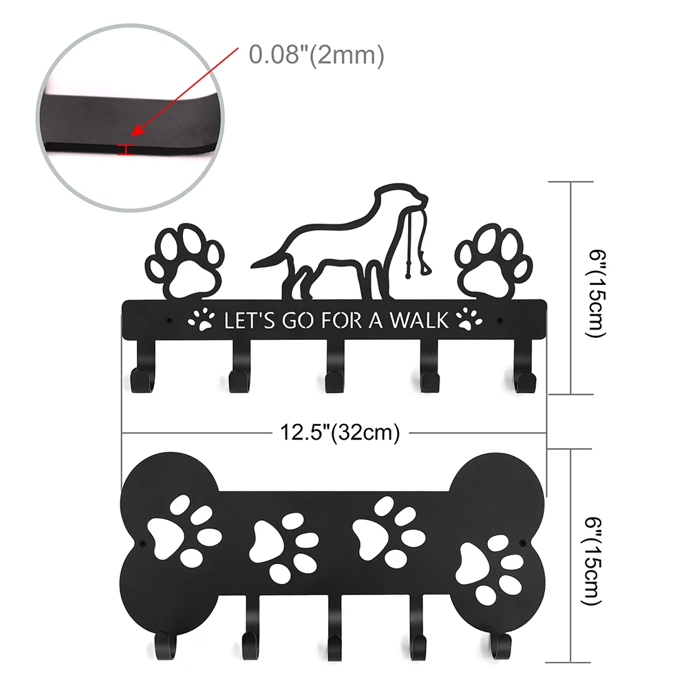Title 4, 5 Hooks Dog Leash Hanger Metal Dogs Toy Wall-mo...