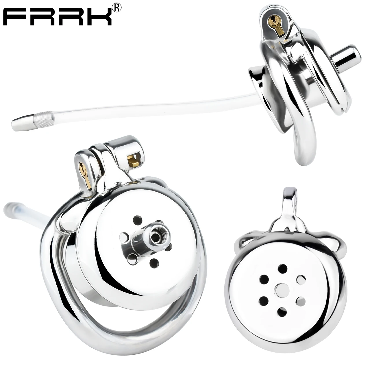 FRRK 240 Inverted Chastity Cage Device Silicone Urethral Catheter Penis Plug Cockring Stealth Lock Sex Toy For Men Adult Product