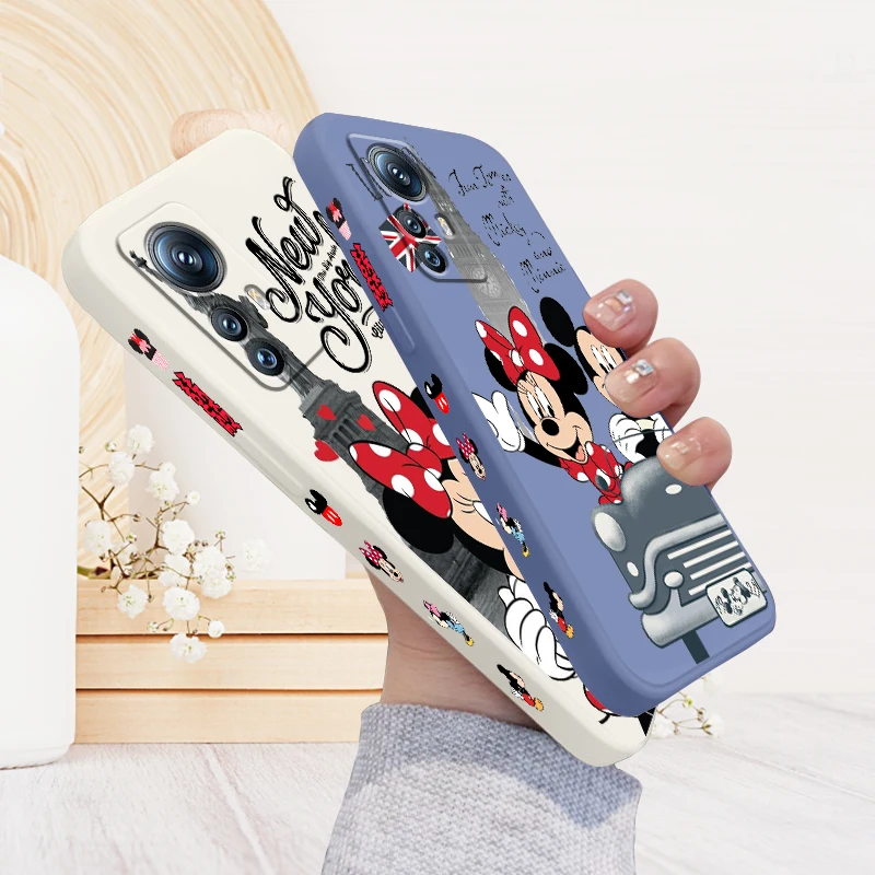 Disney Minnie Mickey London Liquid Left Rope Per Xiaomi Mi 13T 13 12T 12 11T 11I 11 A3 10T 10 9 Pro Lite Ultra 5G Funda