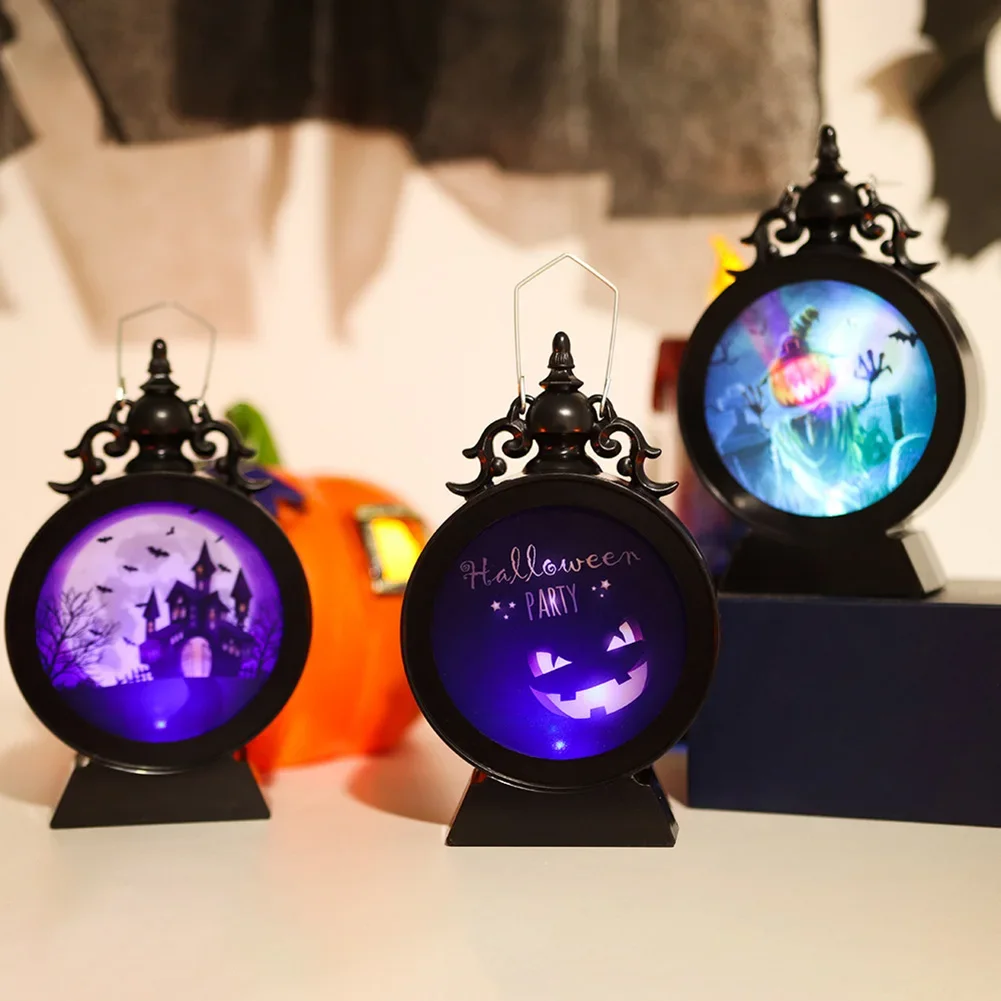 

Halloween Candle Hand Light with Colorful Led Light Vintage Lantern Halloween Decoration for Home Bar Party Hanging Photo Props