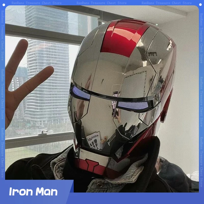 Hot Marvel Iron Man Autoking 1:1 Mk5 Casco Telecomando E Controllo Vocale Maschera Automatica Per Casco Ironman Con Luce A Led Figura Boy