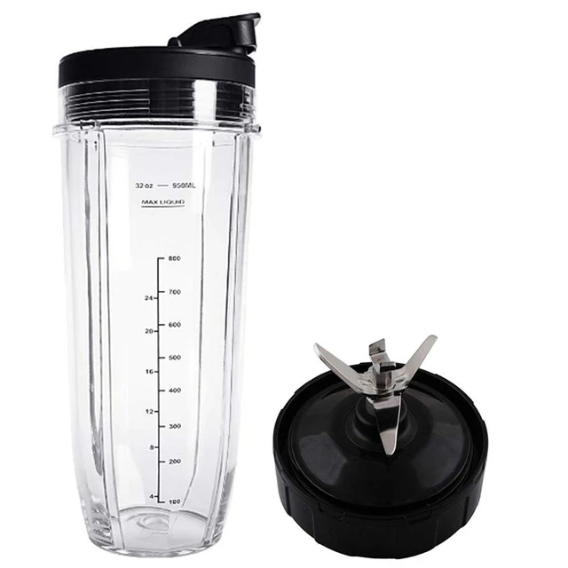 NUTRI NINJA CLEAR PLASTIC BLENDER 32 OZ CUP AND BLADE / 7 FIN BASE